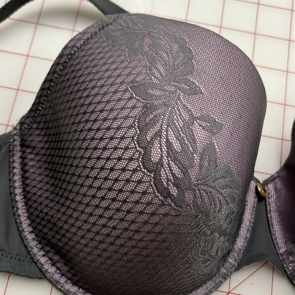 NATORI Support Smooth Scroll Lace Convertable Underwire Grey/Plum Bra SZ 32DDD - Picture 6 of 16